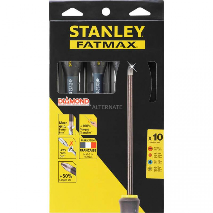 Набір викруток Fatmax Diamond Tip із алмазними наконечниками, 10 штук. STANLEY FMHT0-62064-FMHT0-62064