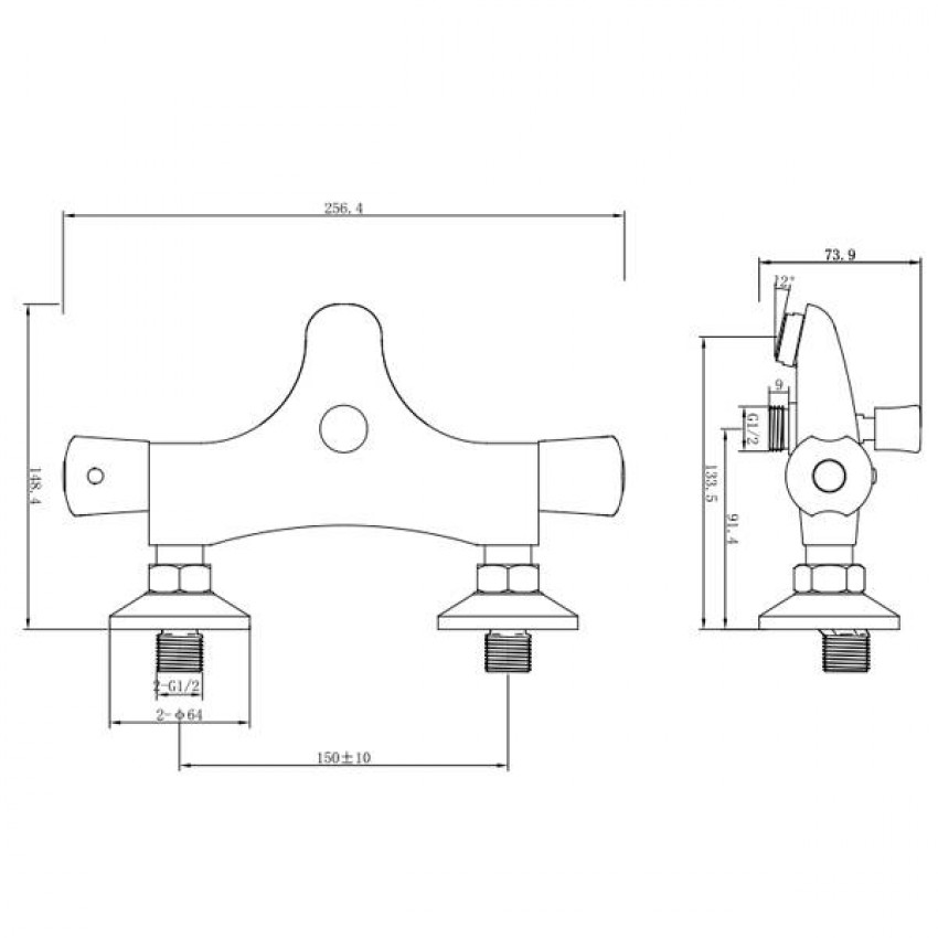 Змішувач PIAVE Ø27 термостатичний для ванни литої CORSO (EG-8C187C) (9663200)-EG-8C187C