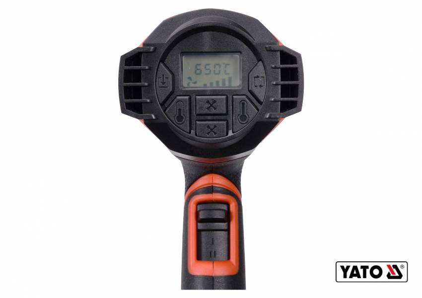 Фен технічний YATO 1.6 кВт 50-650°C 250-500л/хв 2 режими + 5 насадок-YT-82296