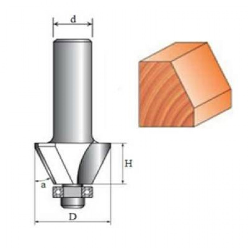 Фреза Кромкова конусна №1024 (45°, D48, h22.5, d8) 18-016-450-18-016-450