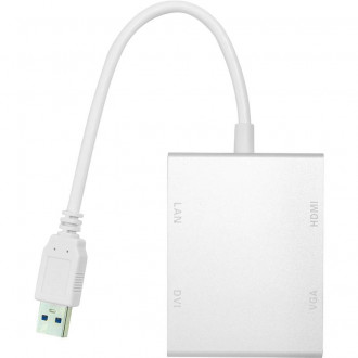 Перехідник PowerPlant USB 3.0 – HDMI, DVI, VGA, RJ45 Gigabit Ethernet-[articul]