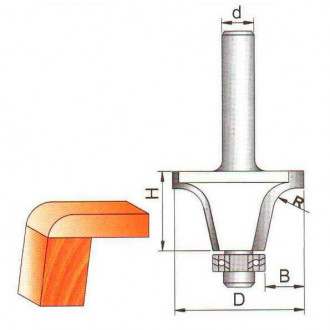 Фреза Кромкова калювальна №2217 (B19, R14, D51, H28, d12) 22-078-140-[articul]