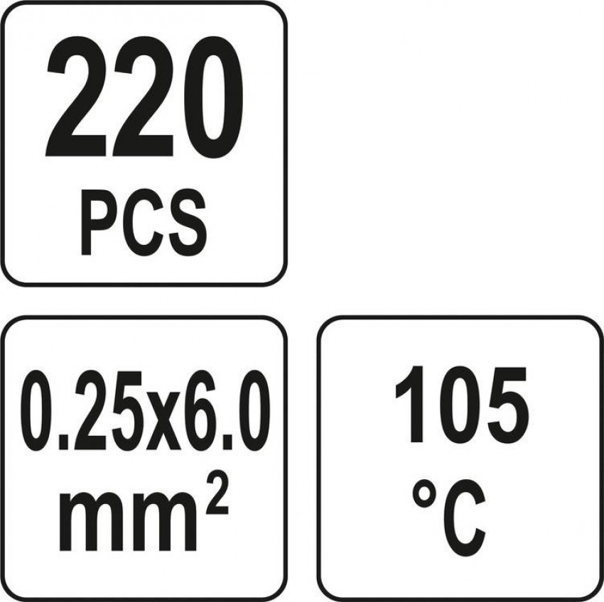 Кембрики термоусадні при t≤ 105°C з припоєм YATO, для провідників 0,25- 6,0 мм², 220 шт-YT-81460