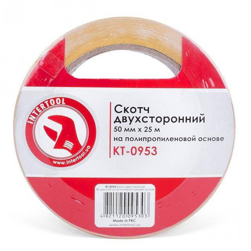 Скотч двосторонній 50 мм * 25 м на поліпропіленовій основі INTERTOOL KT-0953-KT-0953