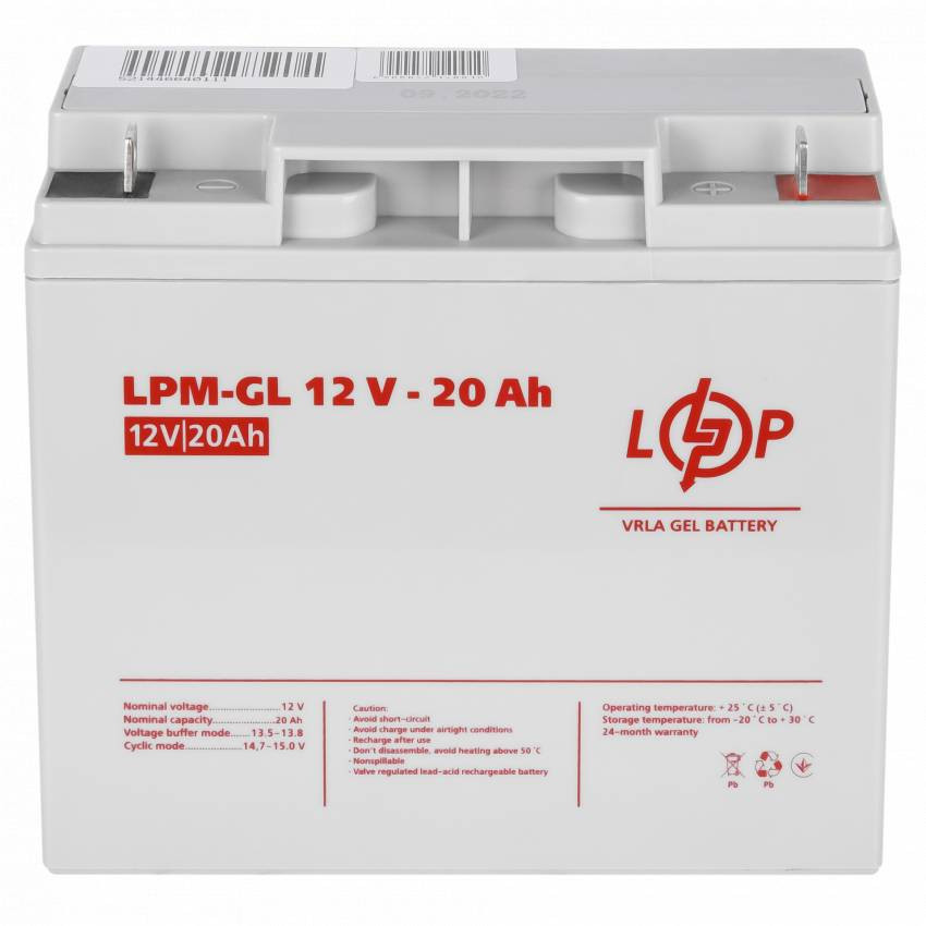 Акумулятор гелевий LPM-GL 12V - 20 Ah-LP5214