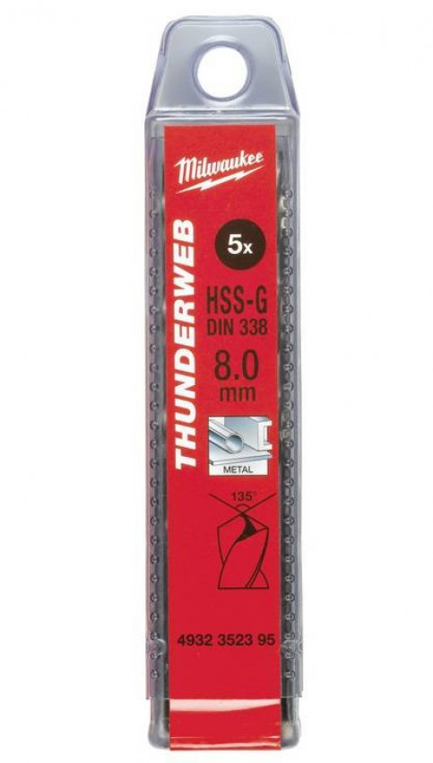 Свердло по металу THUNDERWEB HSS-G MILWAUKEE DIN338, Ø1,0x34мм, (10шт)-4932352377