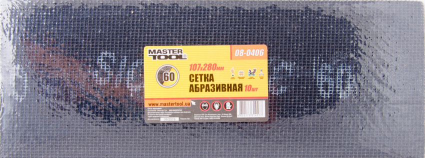 Сітка абразивна MASTERTOOL зерно 60 107х280 мм 10 шт 08-0406-08-0406