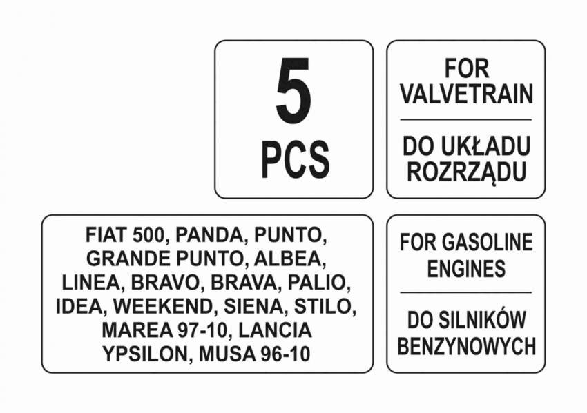 Фіксатори газорозподільної системи двигунів авто групи FIAT 1.2 16V YATO наб. 5 елем.-YT-06016