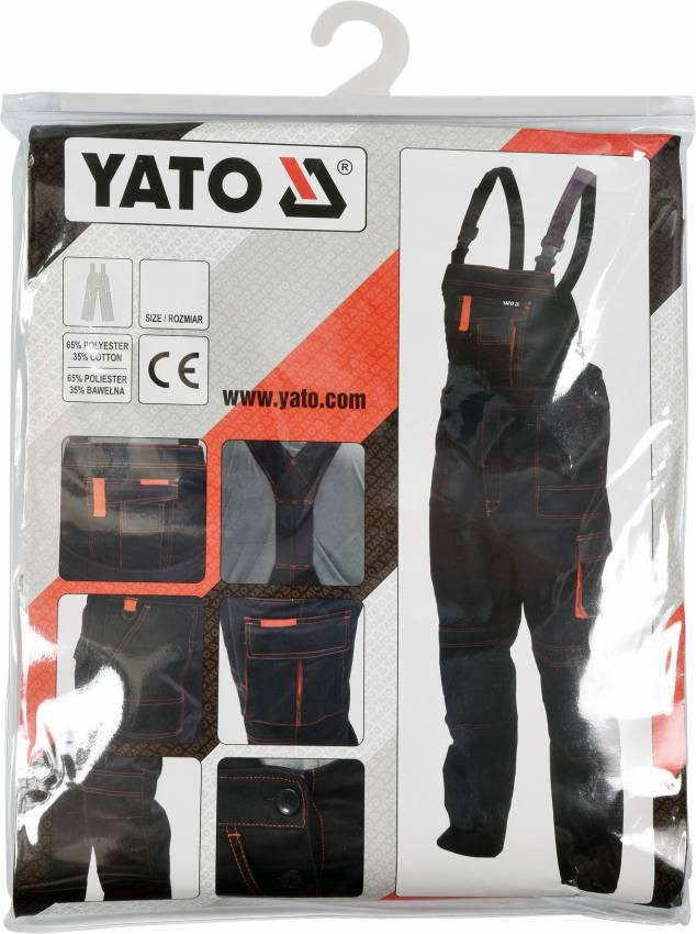 Напівкомбінезон робочий YATO, розмір L-XL; 65% - поліестер, 35% - бавовна-YT-80410