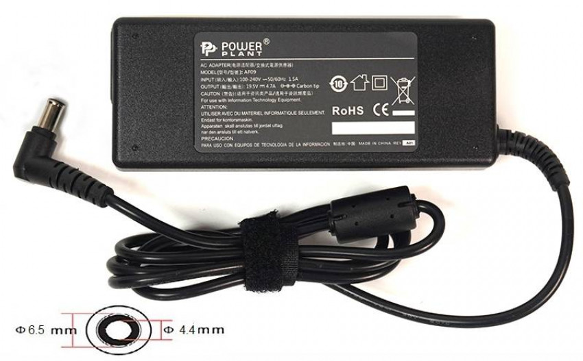 Адаптер для ноутбука PowerPlant SONY 220V, 19.5V 92W 4.74A (6.5*4.4)-SO92G6544