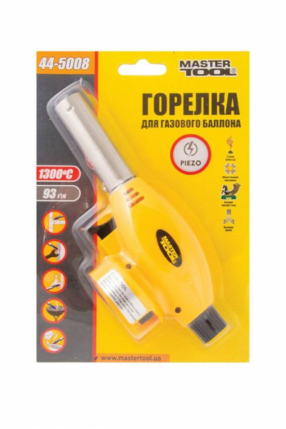 MasterTool Пальник для газового балона з п'єзопідпалом "Сіріус", 1300*С, Арт.: 44-5008-44-5008