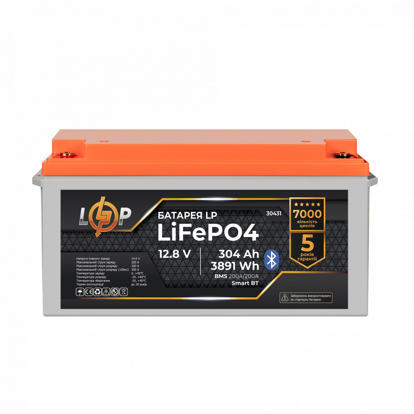 Акумулятор LP LiFePO4 12,8V - 304 Ah (3891Wh) (BMS 200A/200А) пластик Smart BT-