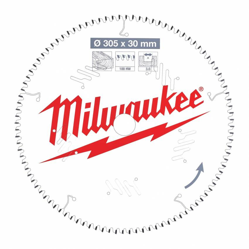 Диск пиляльний Alu PFTE MILWAUKEE, Ø305х30х3,0мм, 96 зуб. 2-4932471323