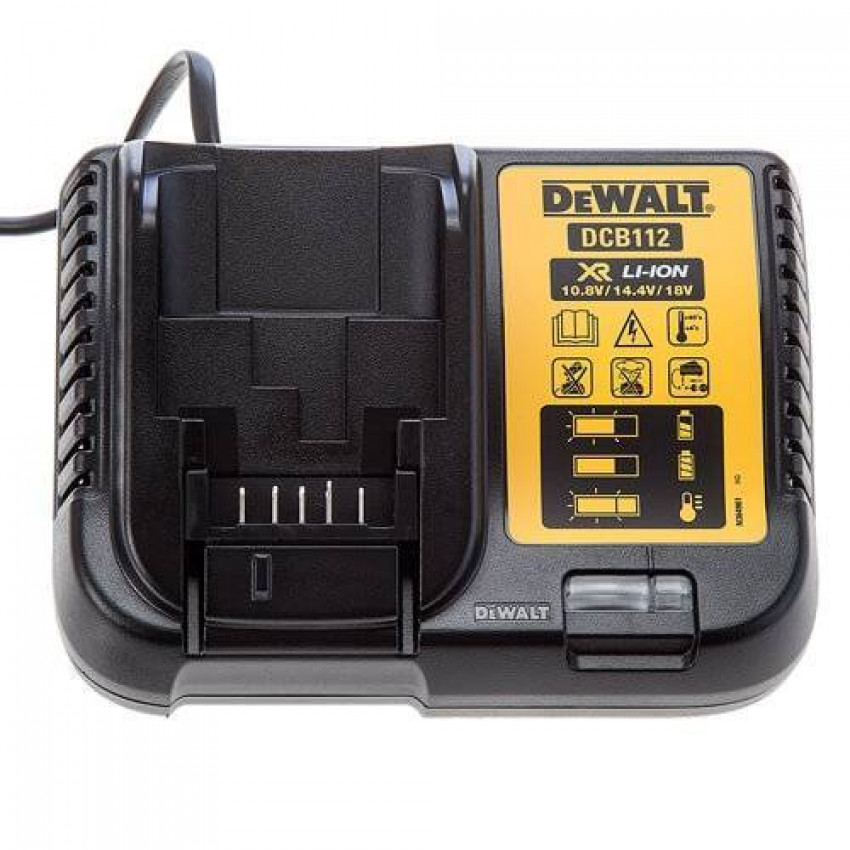 Зарядний пристрій DeWALT, XR Li-Ion 10,8V - 18V, ток 2,0А, 0,36 кг-DCB112