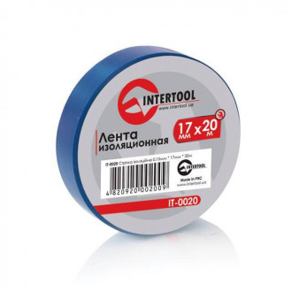 Стрічка ізоляційна 0.15 мм * 17 мм * 20 м, синя (уп. 10 шт) INTERTOOL IT-0020-[articul]