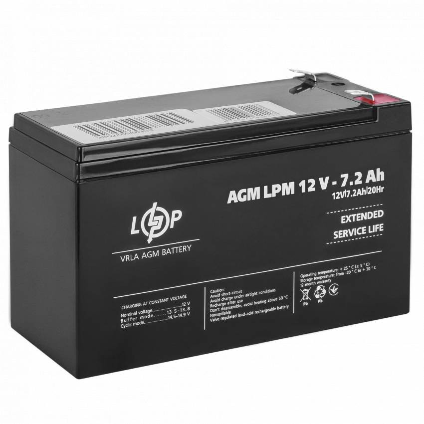 Акумулятор AGM LPM 12V - 7.2 Ah-