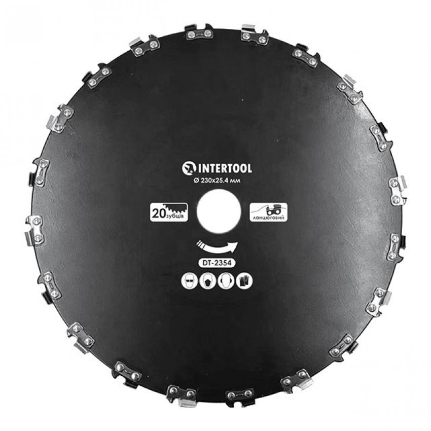 Ніж для мотокоси/тримера ø230x25.4 мм 20T, ланцюговий INTERTOOL DT-2354-DT-2354