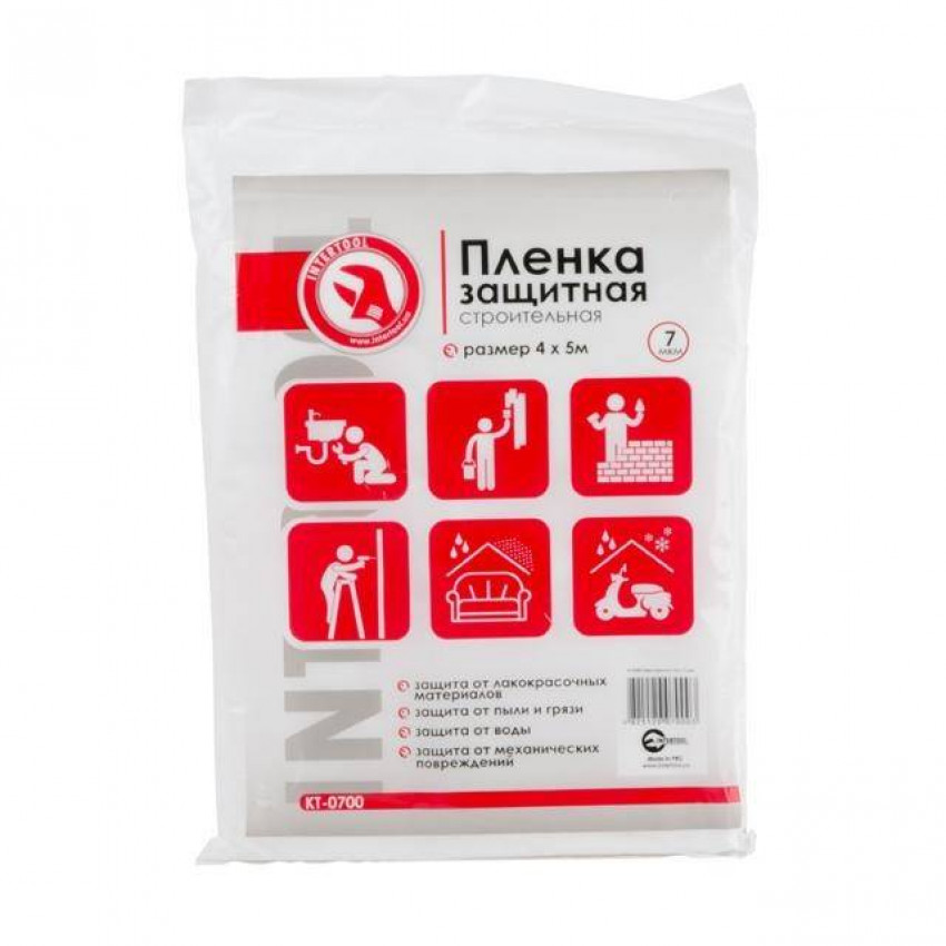 Плівка захисна 4*5 м, 7 мкм INTERTOOL KT-0700-KT-0700