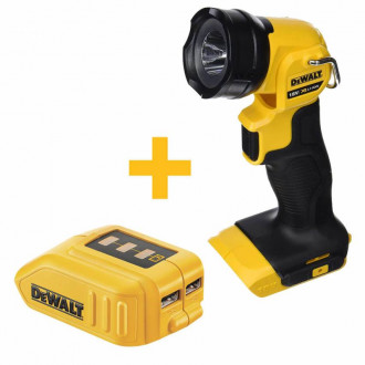 Ліхтар світлодіодний акумуляторний + USB адаптер DeWALT DCL040+DCB090-[articul]