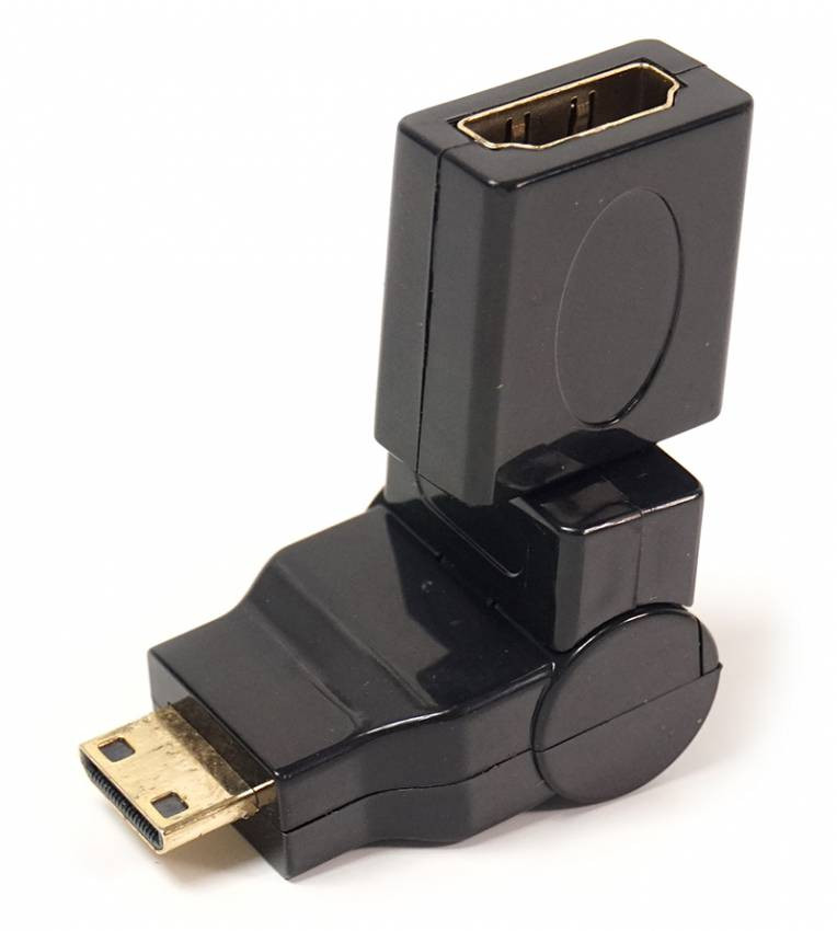 Перехідник PowerPlant HDMI AF – mini HDMI AM, 360 градусів-KD00AS1300