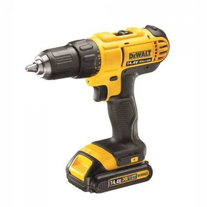 Дриль/шуруповерт DeWalt, XR Li-Ion, 14.4V, 2 акумулятори 1.3А/год, 38Нм, патрон 1.5-13 мм, вага 1,6к-DCD734C2_1