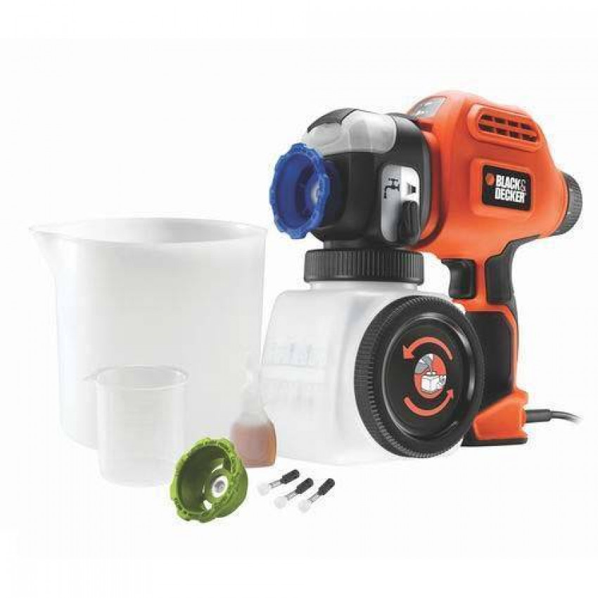 Краскопульт BLACK DECKER для важких робіт 150 Вт, 2 швидкості, тиск 6,9 GPH, авторегулювання, фарбування на одній заправці до 6,1 м2, кейс.-BDPS600K