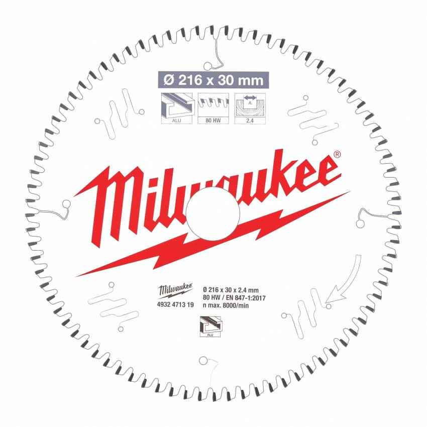 Диск пиляльний Alu PFTE MILWAUKEE, Ø305х30х3,0мм, 96 зуб. 2-4932471323