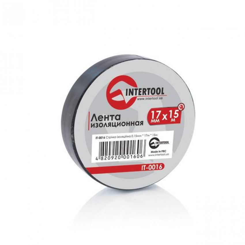 Стрічка ізоляційна, 17 мм * 15 мм * 0.15 мм, чорна INTERTOOL IT-0016-IT-0016