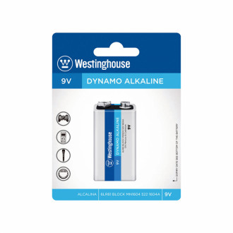 Лужна батарейка Westinghouse Dynamo Alkaline 9V/6LR61 Крона 1шт/уп blister-[articul]