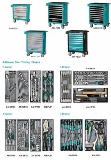 Набір інструментів 224од. (ящик-тумба на колесах)-[articul]