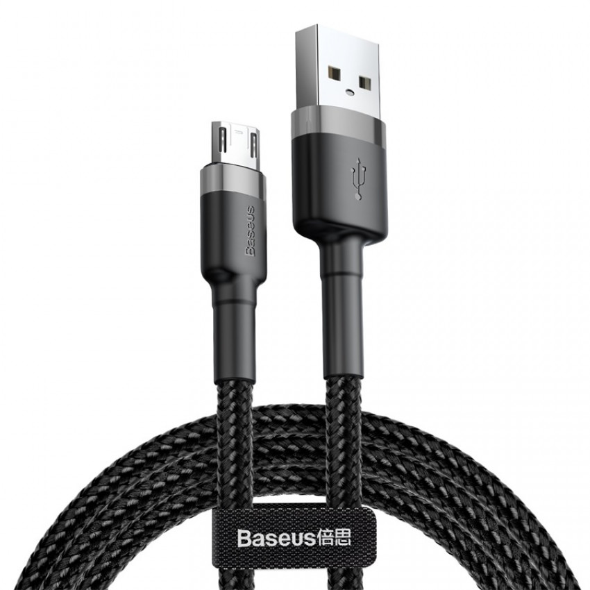 Кабель Baseus Cafule USB 2.0 to microUSB 2.4A 1M Чорний/Сірий (CAMKLF-BG1)-