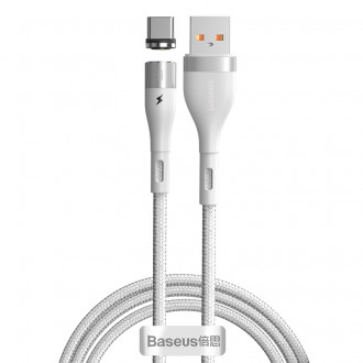 Кабель Baseus Zinc Magnetic USB 2.0 to Type-C 3A 1M Білий (CATXC-M02)-[articul]