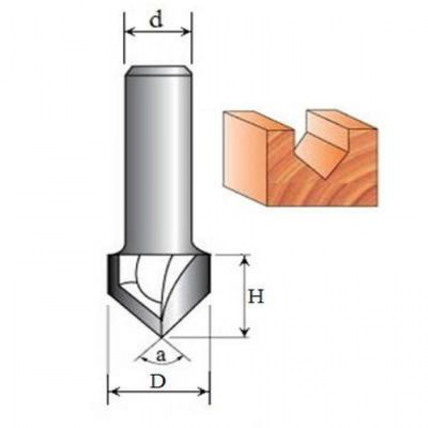 Фреза Пазова V-подібна №1004 (O90, D12, h12, d6) 06-005-120-06-005-120