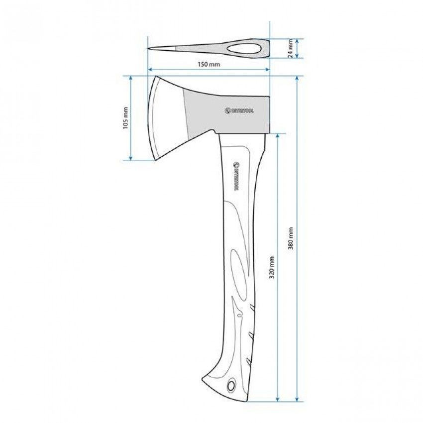 Сокира 600 г, ручка з фібергласу INTERTOOL HT-0261-HT-0261