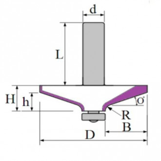 Фреза Кромкова калювальна D50, H10.4, h7.25, B18.5, R3, O15 18-205-500-[articul]