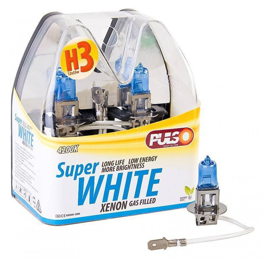 Лампи PULSO/галогенні H3/PK22S 12v55w super white-LP-32551 (5/50) p/b