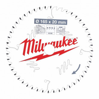 Диск пиляльний PFTE MILWAUKEE, Ø165х20х2,2мм, 48 зуб. 1-[articul]