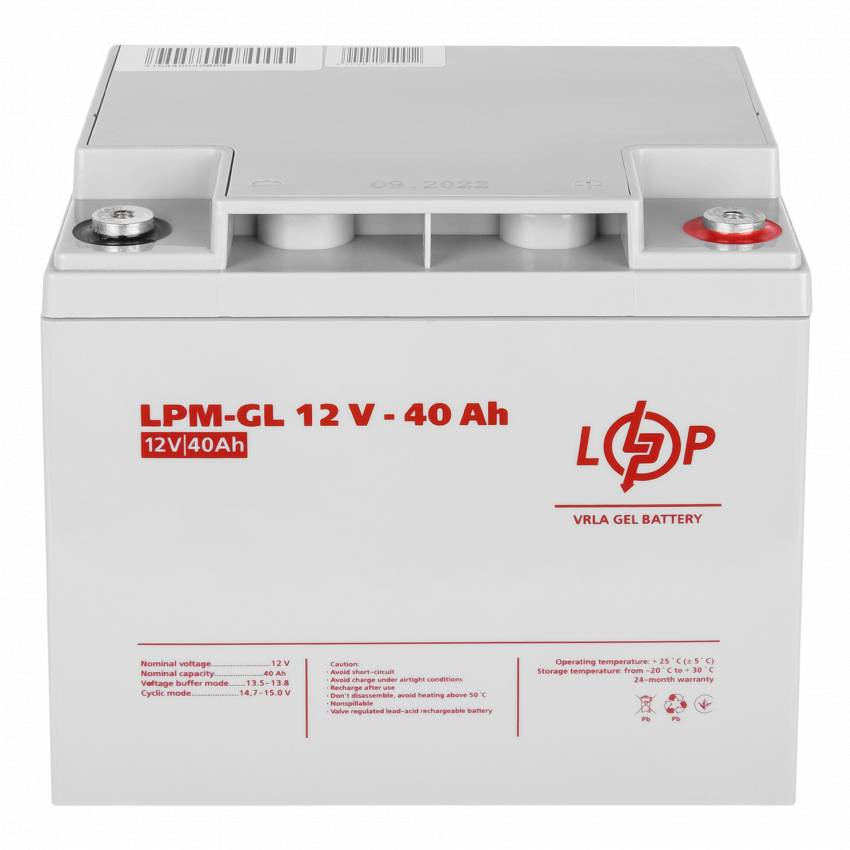 Акумулятор гелевий LPM-GL 12V - 40 Ah-