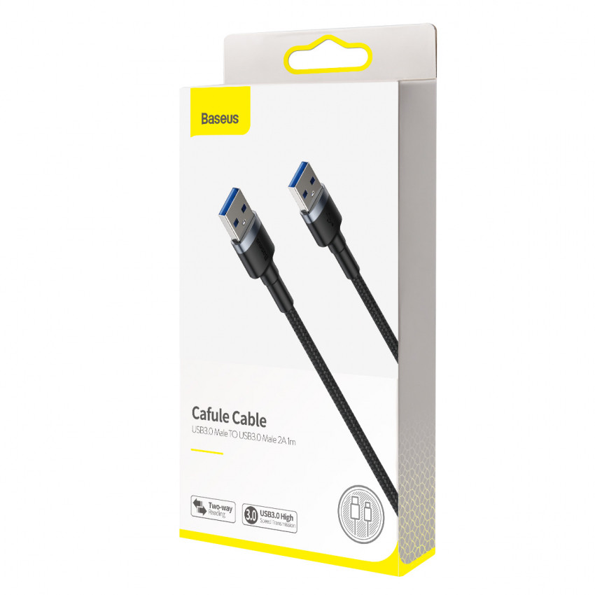 Кабель Baseus Cafule USB 3.0 Male to USB 3.0 Male 2A 1M Сірий (CADKLF-C0G)-