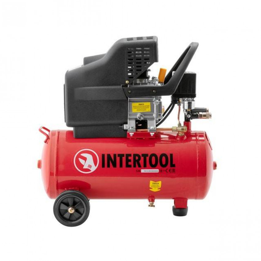 Компресор 24 л, 1.5 кВт, 220 В, 8 aтм, 206 л/хв. INTERTOOL PT-0009-PT-0009