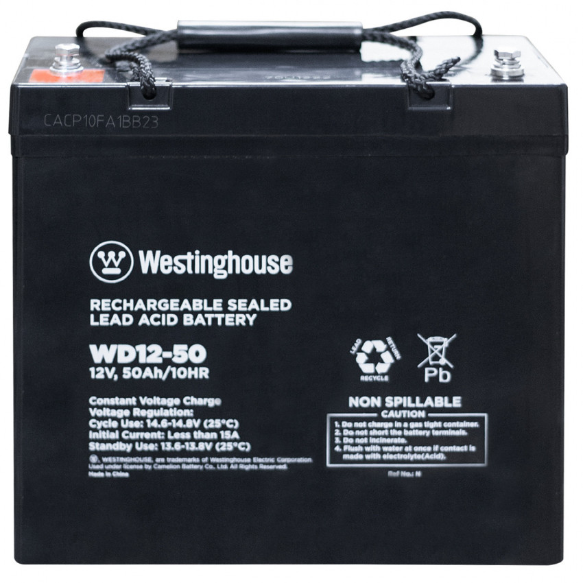 Свинцево-кислотна акумуляторна батарея Westinghouse Deep Cycle, 12V, 50Ah, terminal T14, 1шт 230*138*211-WD12-50N-T14