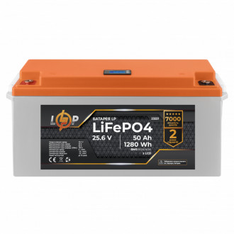 Акумулятор LP LiFePO4 25,6V - 50 Ah (1280Wh) (BMS 80A/40A) пластик LCD-[articul]