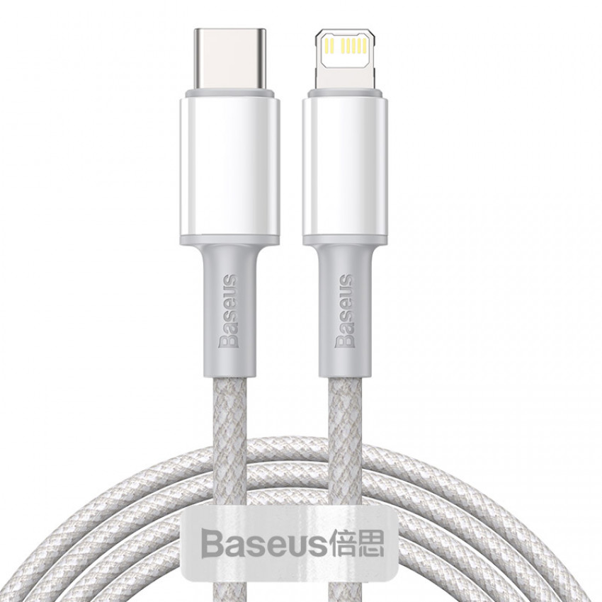 Кабель Baseus High Density Braided Type-C to Lightning PD 20W 2M Білий (CATLGD-A02)-