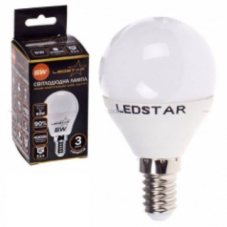 Світлодіодна лампа LEDSTAR E14, 6W, кулька 510lm, 4000К, 160º, чіп: Epistar (Тайвань)-[articul]