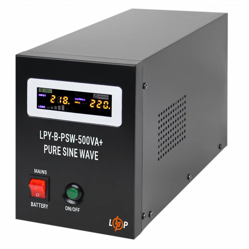 ДБЖ з правильною синусоїдою 12V LPY-B-PSW-500VA+ (350Вт) 5A/10A-LP4149