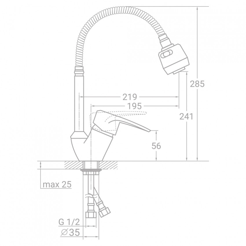 Змішувач s43 Ø40 для кухні гусак гофрований на гайці TAU SM-4B644C (9843150)-9843150