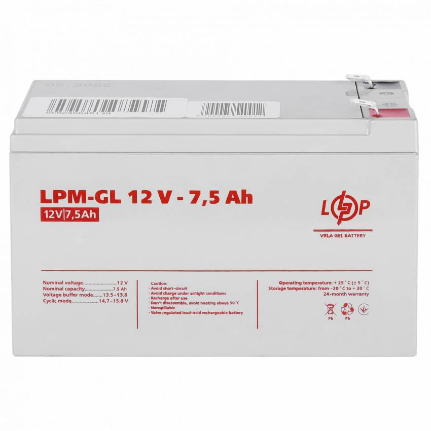 Акумулятор гелевий LPM-GL 12V - 7.5 Ah-LP6562