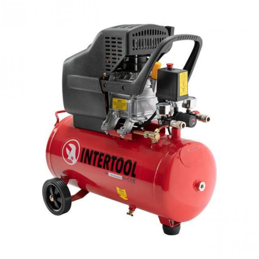 Компресор 24 л, 1.5 кВт, 220 В, 8 aтм, 206 л/хв. INTERTOOL PT-0009-PT-0009