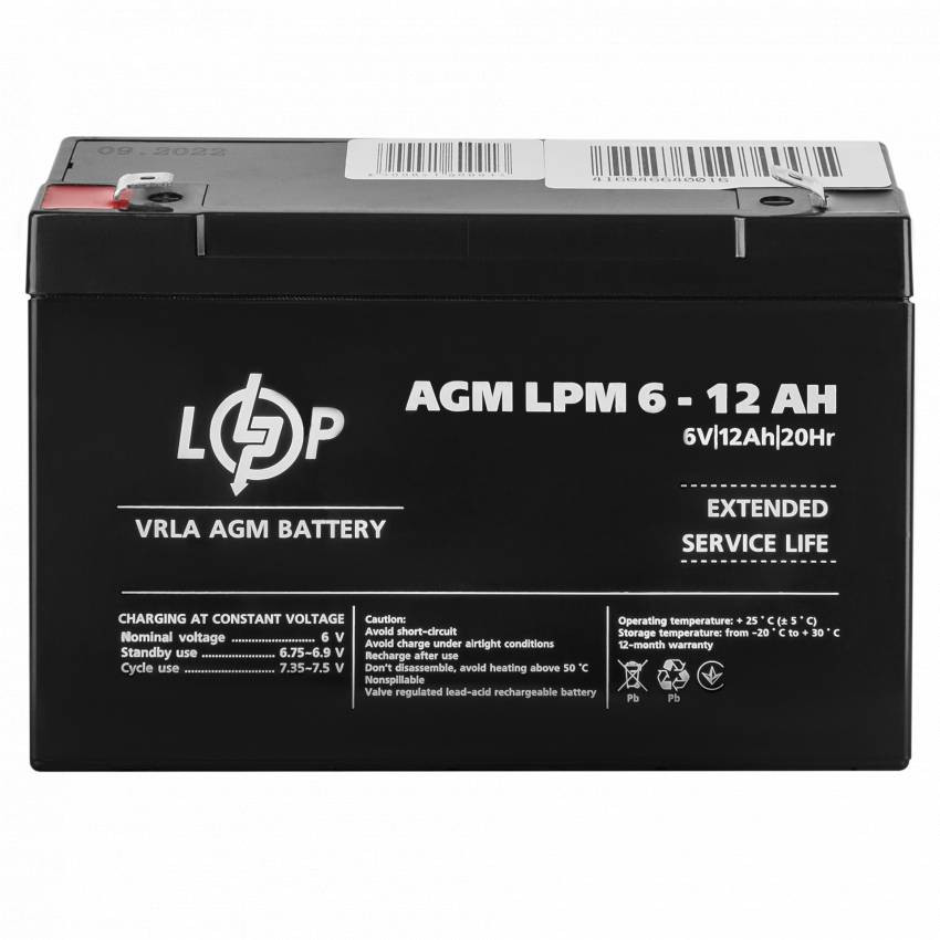 Акумулятор AGM LPM 6V - 12 Ah-