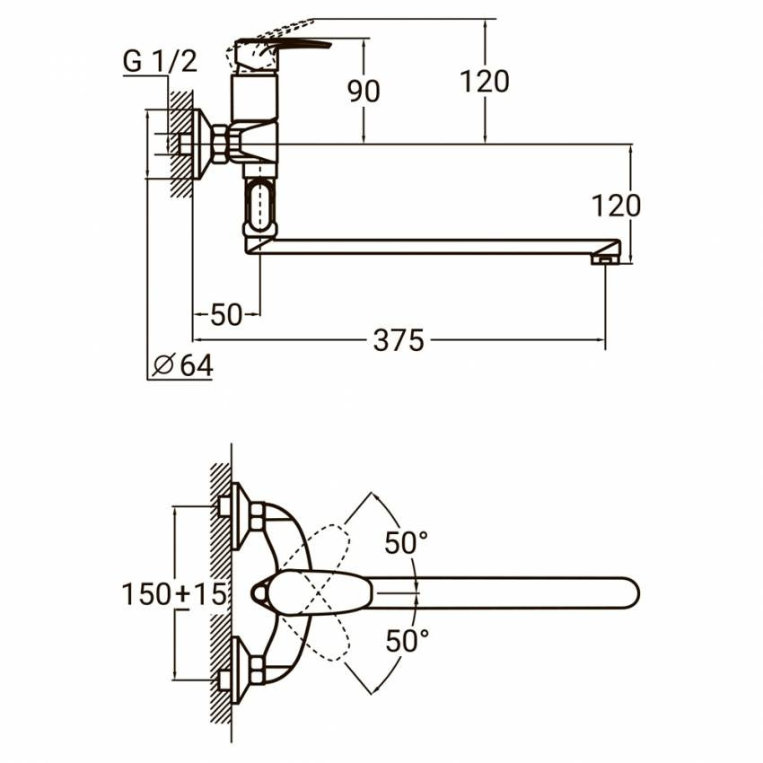 Змішувач KN Ø40 для ванни AQUATICA (KN-3C228C)-KN-3C228C